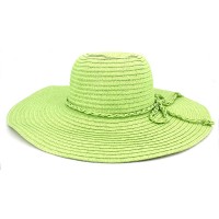 Hats – 12 PCS Wide Brim Hat - Straw Hat- Paper Straw Hat w/ Lace Band - Lime - HT-ST1160LM